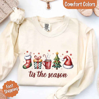 Tis The Season Comfort Colors Long Sleeve Christmas Shirt - A Roese Boutique