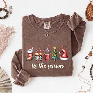 Tis The Season Comfort Colors Long Sleeve Christmas Shirt - A Roese Boutique