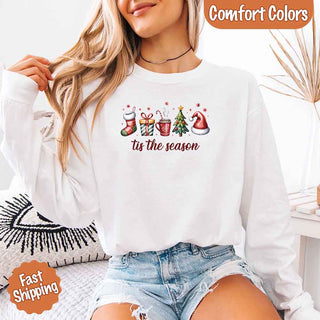 Tis The Season Comfort Colors Long Sleeve Christmas Shirt - A Roese Boutique