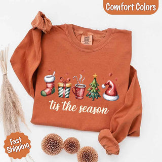 Tis The Season Comfort Colors Long Sleeve Christmas Shirt - A Roese Boutique