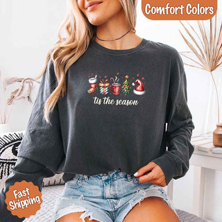 Tis The Season Comfort Colors Long Sleeve Christmas Shirt - A Roese Boutique