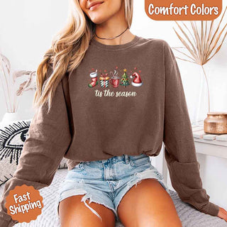 Tis The Season Comfort Colors Long Sleeve Christmas Shirt - A Roese Boutique