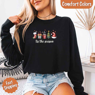 Tis The Season Comfort Colors Long Sleeve Christmas Shirt - A Roese Boutique