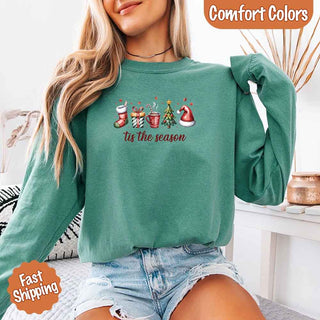 Tis The Season Comfort Colors Long Sleeve Christmas Shirt - A Roese Boutique