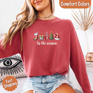 Tis The Season Comfort Colors Long Sleeve Christmas Shirt - A Roese Boutique