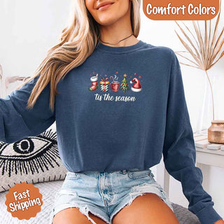 Tis The Season Comfort Colors Long Sleeve Christmas Shirt - A Roese Boutique