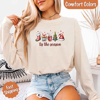 Tis The Season Comfort Colors Long Sleeve Christmas Shirt - A Roese Boutique
