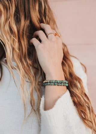 Turquoise Jasper :14k Gold Filled Sun + Moon || Adult Bracelets - A Roese Boutique