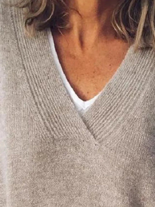 V-Neck Dropped Shoulder Sweater - A Roese Boutique