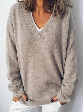 V-Neck Dropped Shoulder Sweater - A Roese Boutique