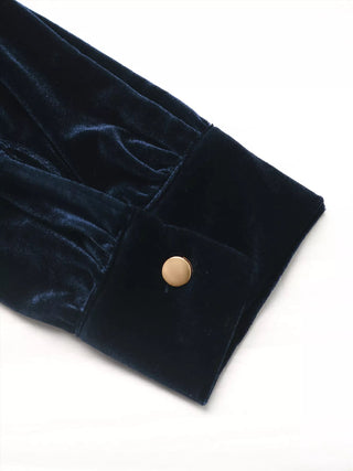 Velvet Button Front Long Sleeve Blouse - A Roese Boutique