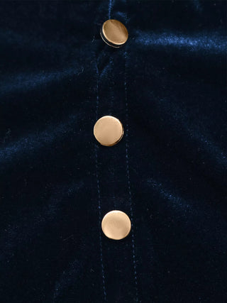 Velvet Button Front Long Sleeve Blouse - A Roese Boutique