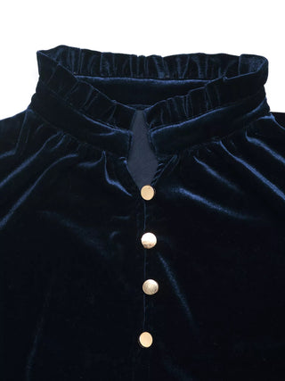 Velvet Button Front Long Sleeve Blouse - A Roese Boutique