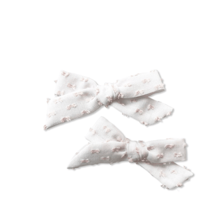 Vintage Pink Textured Dot Madison Pigtail Set - A Roese Boutique