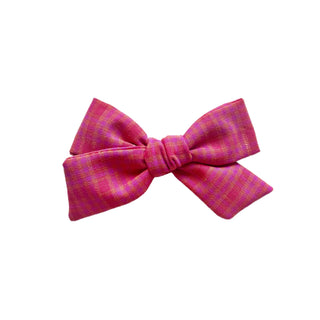 Vintage Red, Pink, & Orange Plaid Roosevelt Bow - A Roese Boutique
