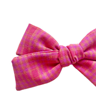 Vintage Red, Pink, & Orange Plaid Roosevelt Bow - A Roese Boutique