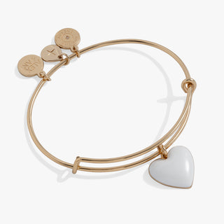 White Enamel Heart Charm Bangle - A Roese Boutique