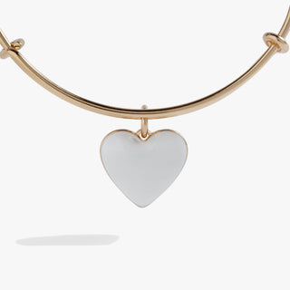White Enamel Heart Charm Bangle - A Roese Boutique