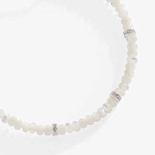 White Semi - Precious Rondelle Beaded Bangle - A Roese Boutique