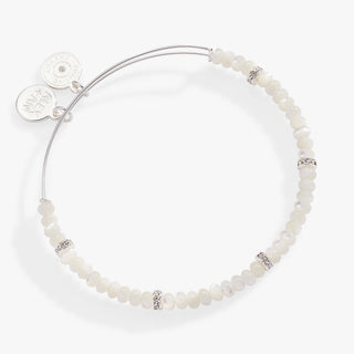 White Semi - Precious Rondelle Beaded Bangle - A Roese Boutique