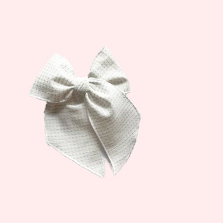 White with Gold Dashes Elle Bow - A Roese Boutique