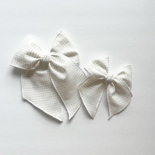 White with Gold Dashes Elle Bow - A Roese Boutique