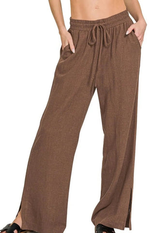 Zenana Linen Drawstring Pants - A Roese Boutique