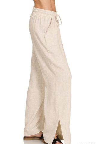 Zenana Linen Drawstring Pants - A Roese Boutique