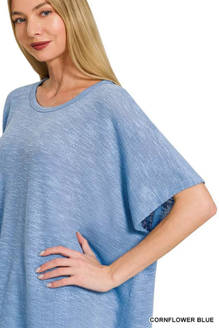 Zenana Oversized Slub Hacci Top - A Roese Boutique