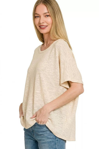 Zenana Oversized Slub Hacci Top - A Roese Boutique