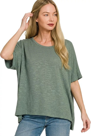 Zenana Oversized Slub Hacci Top - A Roese Boutique