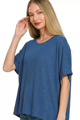 Zenana Oversized Slub Hacci Top - A Roese Boutique