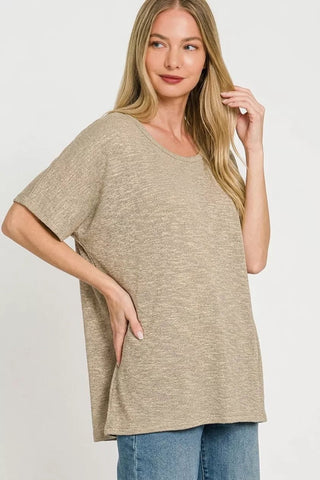 Zenana Oversized Slub Hacci Top - A Roese Boutique