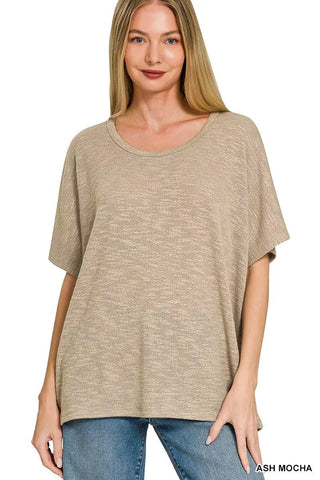Zenana Oversized Slub Hacci Top - A Roese Boutique