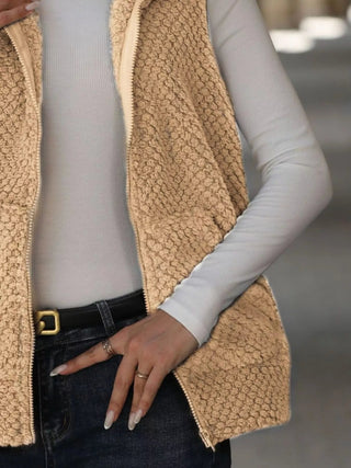 Zip - Up Vest Coat - A Roese Boutique