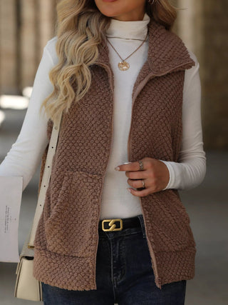 Zip - Up Vest Coat - A Roese Boutique