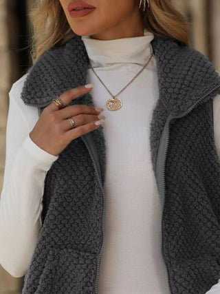 Zip - Up Vest Coat - A Roese Boutique