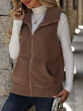 Zip - Up Vest Coat - A Roese Boutique